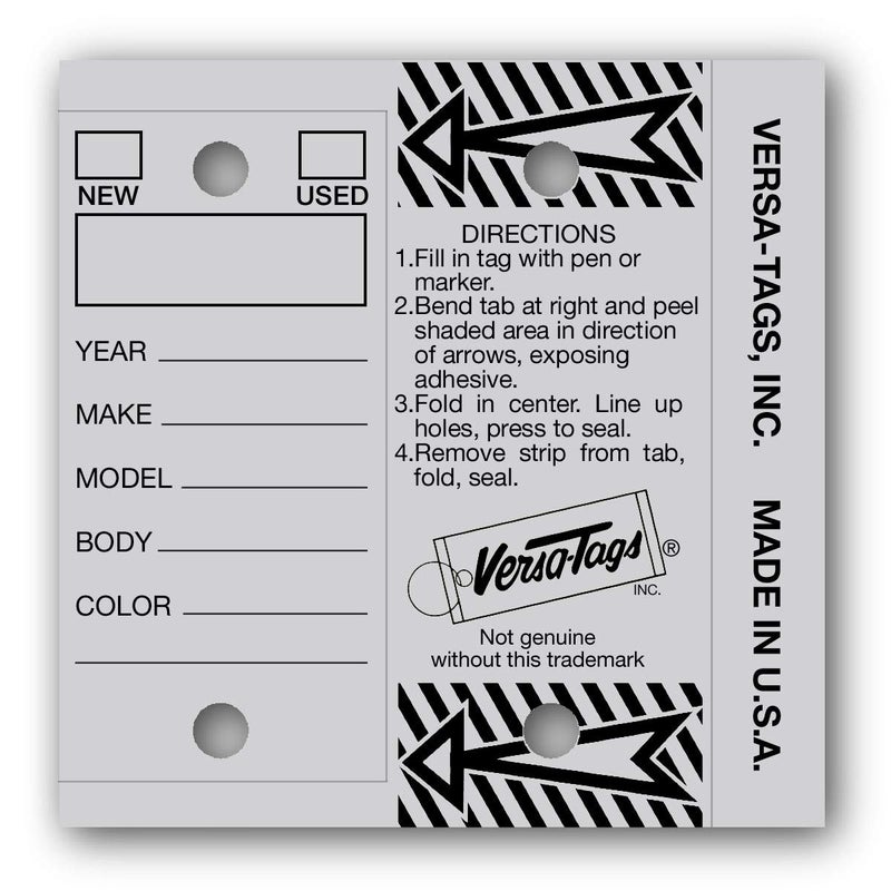 Genuine Versa-TagÂ® Key Tags (Half-Pack) (125 Key Tags and Key Rings per Box) (Gray)